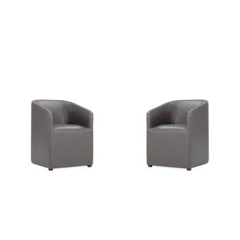 Set of 2 Anna Modern Round Faux Leather Dining Armchairs - Manhattan Comfort