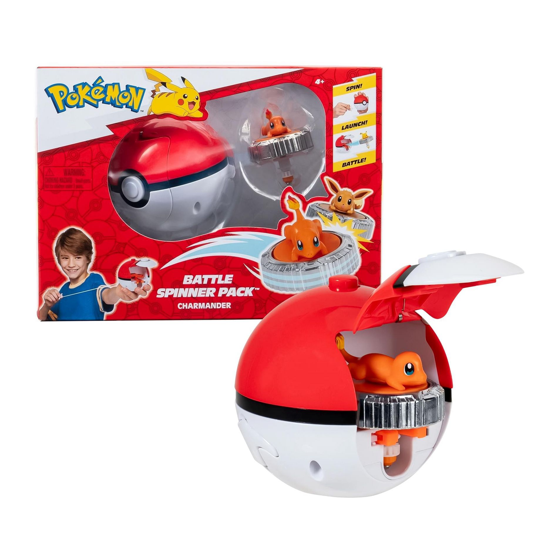 Jazwares, Inc. Pokemon Battle Spinning Top and Poke Ball Launcher| Charmander