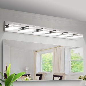DOMETOUR Modern Chrome LED Vanity Light, 6-Lights Wall Sconce for Bathroom and Mirror, Sleek Minimalist Design, Energy-Efficient, Easy to Install - 1 of 4