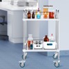 VEVOR Lab Rolling Cart, 2-Shelf Stainless Steel Rolling Cart, Lab Serving Cart with Swivel Casters, Dental Utility Cart,15.16"x21.57"x34.06" - 2 of 4
