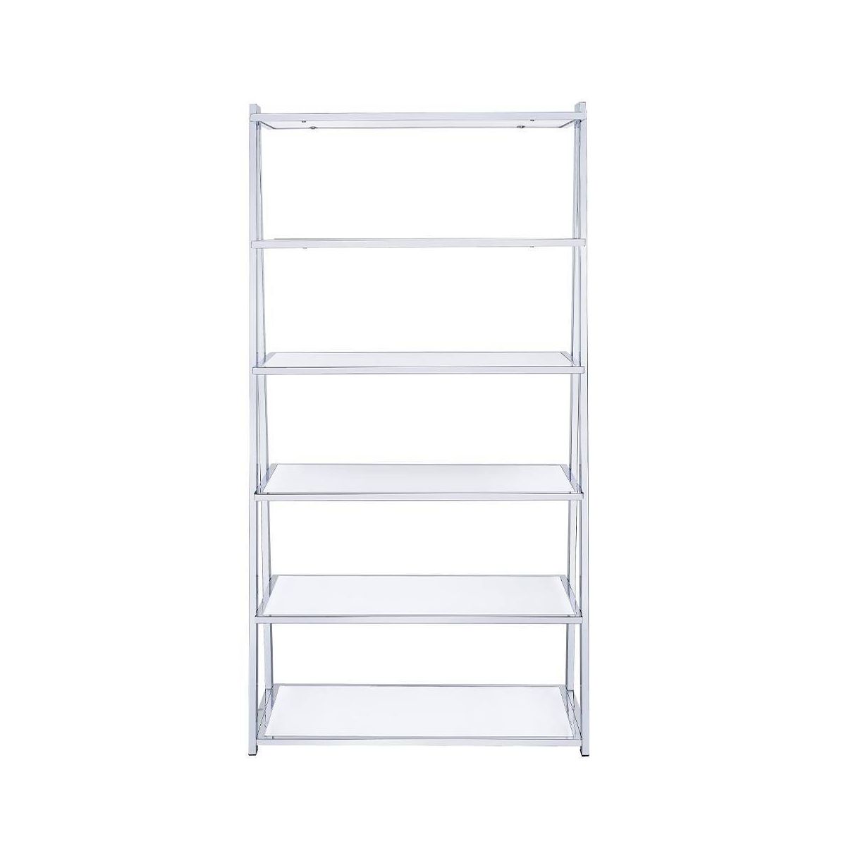 Acme Furniture 71" Coleen Decorative Bookshelf White High Gloss/Chrome Finish - thumbnail 3
