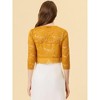 INSPIRE CHIC Women's Elegant 3/4 Sleeve Sheer Floral Lace Open Front Crop Shrug - 4 of 4