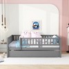Twin/Full Size Wood Daybed with Trundle and Fence Guardrails - ModernLuxe - 2 of 4