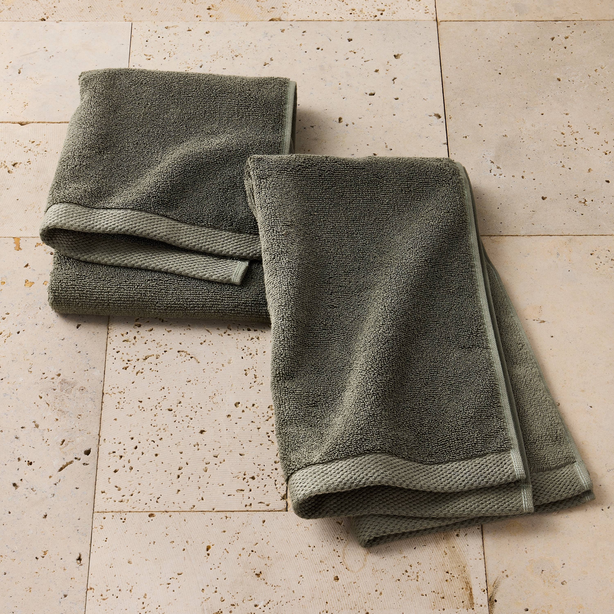 2pk Organic Hand Towel Olive - Casaluna™