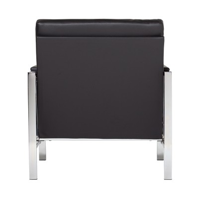 Modern Atlas Black Faux Leather Armchair with Chrome Metal Frame