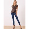 Allegra K Women's Floral Printed V Neck Short Sleeve Tie Waist Wrap Blouse - 4 of 4