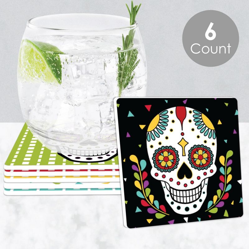 Big Dot of Happiness Day of the Dead - Sugar Skull Party Decorations - Drink Coasters - Set of 6, 2 of 9