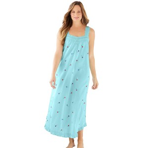 Dreams & Co. Plus Size Long Embroidered Gown - 1 of 4