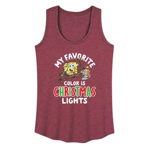 Women's - SpongeBob SquarePants - My Favorite Color Is Christmas Lights Graphic Racerback Tank - 1 of 4