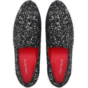 Santimon Mens Slip On Loafer Shoes Metallic Sequins Nightclub Glitter Luxury Wedding Prom Shoes - 1 of 4