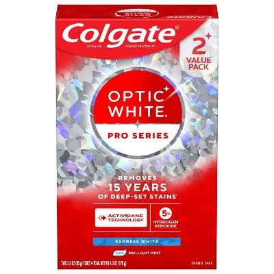 Colgate Optic White Pro Series Express White Teeth Whitening Toothpaste with 5% Hydrogen Peroxide - 3oz/2pk