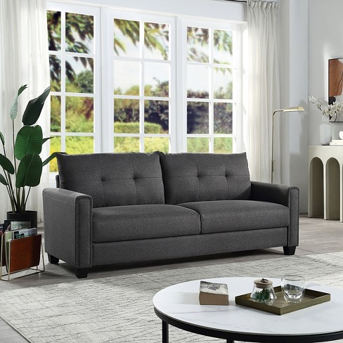 3 Seat Streamlined Upholstered Sofa Couch With Removable Back And Seat  Cushions And 2 Pillows-modernluxe : Target