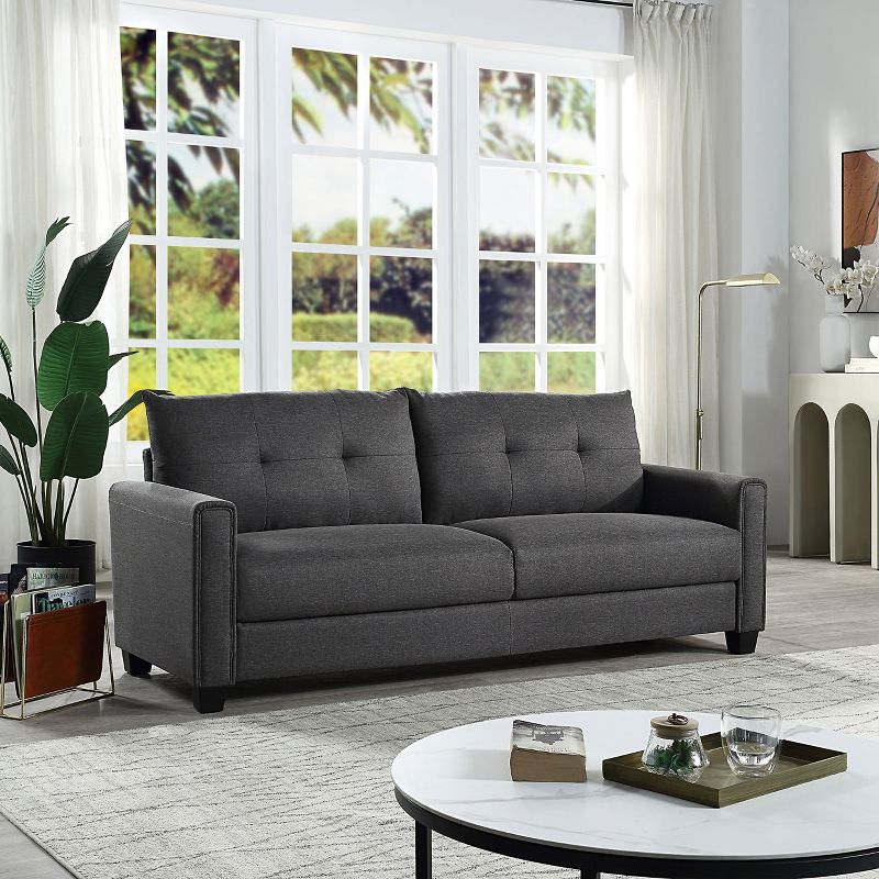 Modern 3-Seater Linen Upholstered Sofa - ModernLuxe, 1 of 7