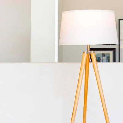 Emma LED Tripod Natural Wood Floor Lamp for Kids' Nursery