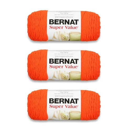 Bernat Super Value Carrot Yarn - 3 Pack of 198g/7oz - Acrylic - 4 Medium  (Worsted) - 426 Yards - Knitting/Crochet