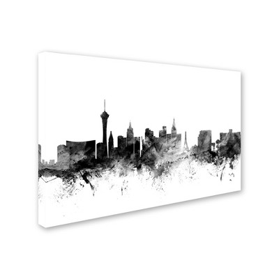 Michael Tompsett 'Las Vegas Nevada Skyline B&W' Matted Framed Art