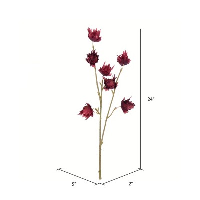 24" Burgundy Polyester Hibiscus Spray Centerpiece