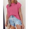 Womens Cap Sleeve Sweater Vest Crew Neck Knit Sleeveless Tank Tops Casual Lightweight Pullover Sweaters - 3 of 4