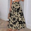 Coolmee Women's Chiffon Skirts Elastic High Waist Pleated A-Line Bohemian Print Maxi Skirts - 2 of 4