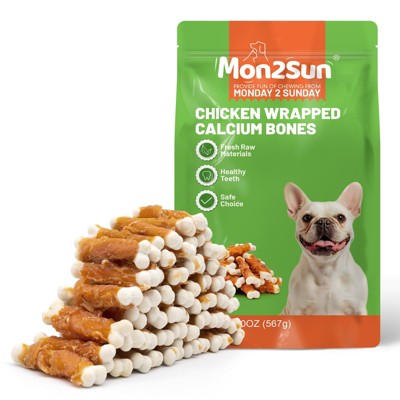 MON2SUN Dog Treats, Chicken Wrapped Calcium Dog Bones without Rawhide, 2.3 Inch(56 Count - Pack of 1)