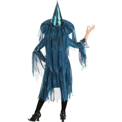 XL Teal Blue Polyester Spandex Moonlight Spider Witch Costume
