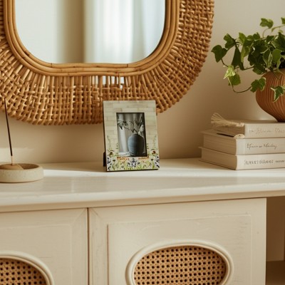 Bohemian Picture Frame - Floral Boho Design, Wood & Polyresin - Decorative Photo Frame for Home & Office Decor