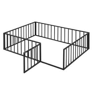 Dexmalle Metal Floor Bed Frame with Fence and Door - 1 of 4