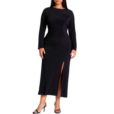 ELOQUII Women's Plus Size Shirred Detail Maxi Dress