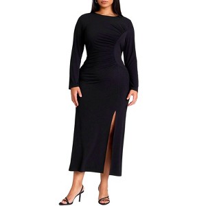 ELOQUII Women's Plus Size Shirred Detail Maxi Dress - 1 of 3