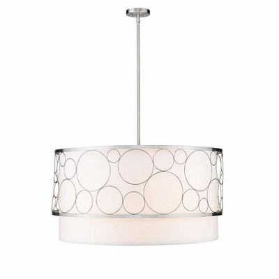 Brushed Nickel 32" Drum Chandelier with White Shade