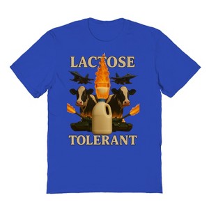 Rerun Island Men's Lactose Intolerant Fire Short Sleeve Graphic Cotton T-Shirt - Royal L - 1 of 4