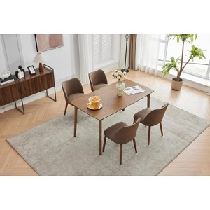 Modern Dining Chair Set of 4/6, Linen Upholstered Kitchen Chairs with So Lid Wood Legs, Wingback Ergonomic Design, Thick Cushions for Dining Room - 1 of 4