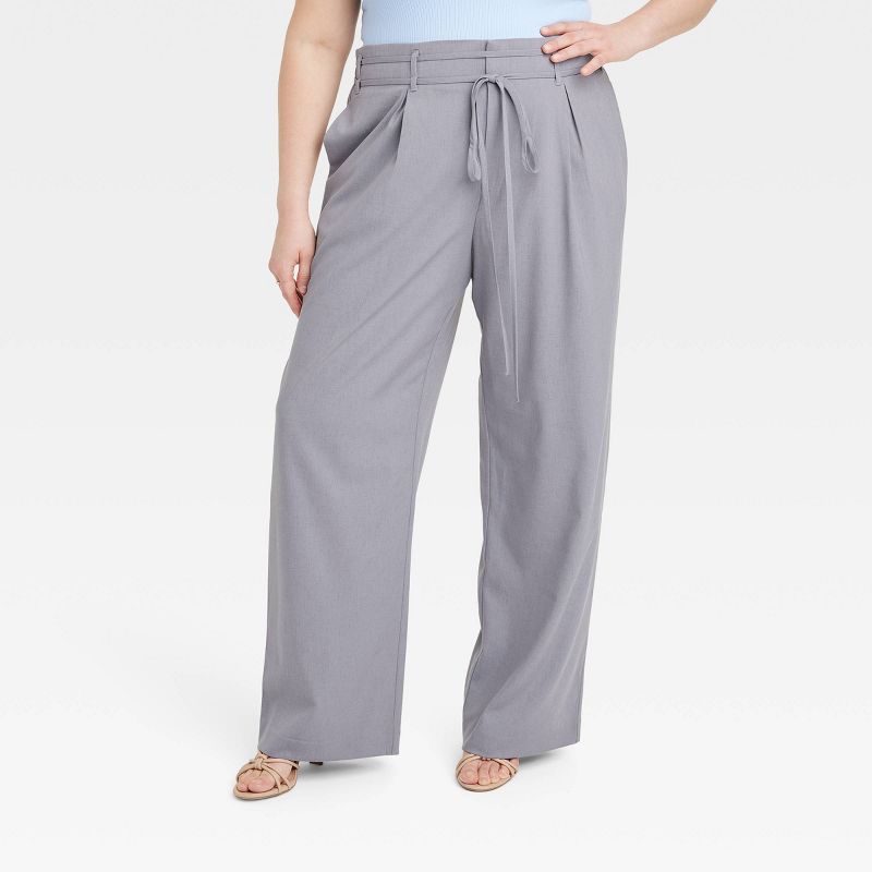 Women's High-Rise Wrap Tie Wide Leg Trousers - A New Day™, 1 of 5