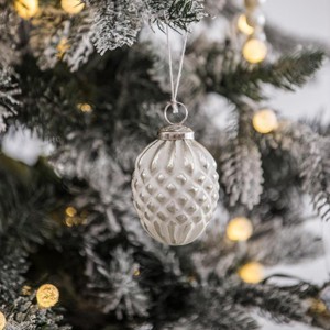 TopComfy Decorative Object Glass Christmas Ball Ornaments Set of 6 for Holiday Party Decorations, White, 3.8"*3.8"*4.2" - 1 of 4