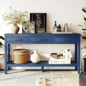 Kumasinova 62" Farmhouse Console Table with 3 Drawers,Painted Entryway Table with Storage Shelf,Sofa Table with Iron Handles for Living Room&Hallway - 1 of 4