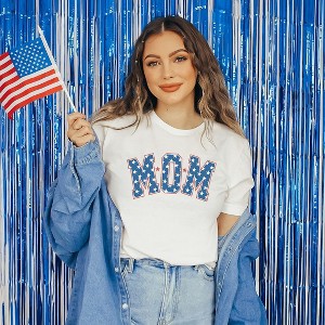 Simply Sage Market Women's Patriotic Mom Varsity Short Sleeve Graphic Tee - 1 of 1