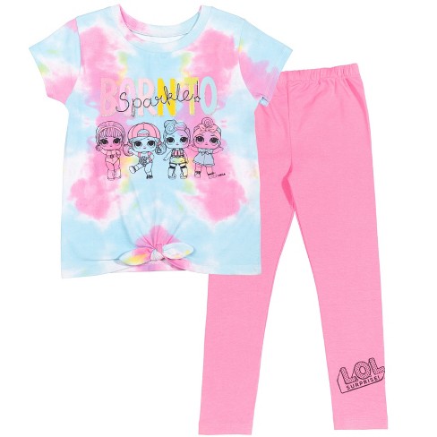 L.o.l. Surprise! M.c. Swag Diva Neon Q.t. Little Girls T-shirt And Leggings  Outfit Set Black / Pink 6 : Target