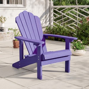 Sonkuki Outdoor Faux Wood Adirondack Chair, Patio Chair with High Back and Wide Seat - 1 of 4