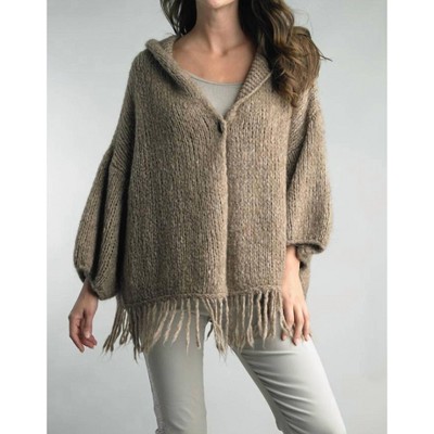 Women's Fringe Hoodie Cardigan - TEMPO PARIS
