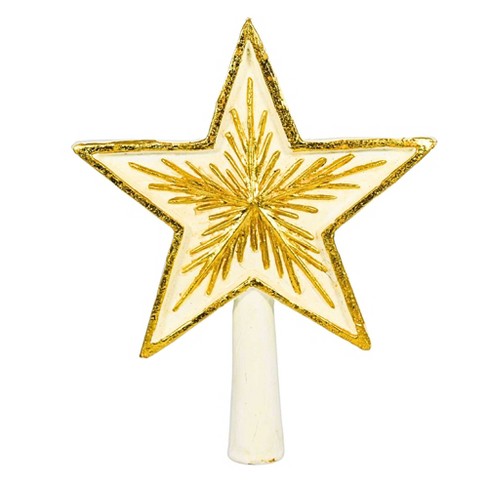 Cody Foster 8.5 Inch Star Burst Tree Topper White Gold 5 Point Star ...