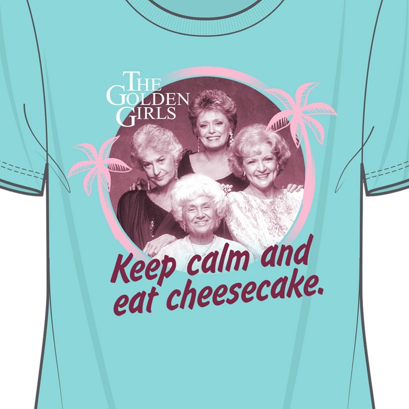 Golden Girls Keep Calm and Eat Cheesecake Women's Mint Short Sleeve Tee Shirt, 2 of 3
