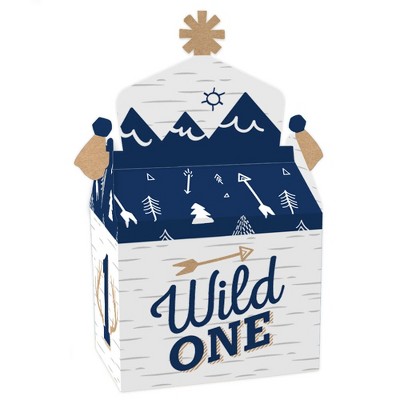 Big Dot of Happiness He's a Wild One - Treat Box Party Favors - Deer 1st Birthday Party Goodie Gable Boxes - Set of 12