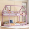 MAYEERTY Twin Rubber Wood Floor BUnk Bed with Ladder, Guardrails, House Shaped Bunk Bed Pink - 2 of 4