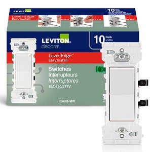 Leviton Decora Edge 15 amps Single Pole Rocker Switch White - Case of 10 - 1 each - 1 of 1