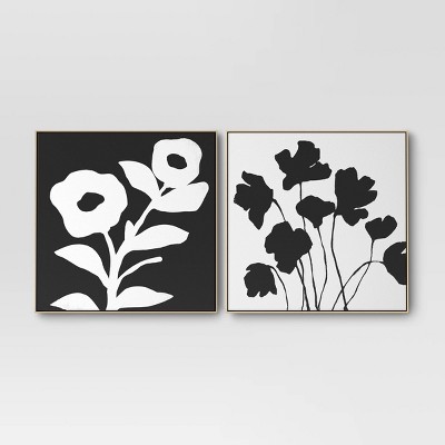 Black & White Floral 18 x 24 Canvas Wall Art