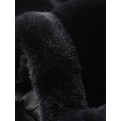 INSPIRE CHIC Women's Collar Warm Winter Outwear Cropped Faux Fur Fluffy Coat Large Black — фото 5