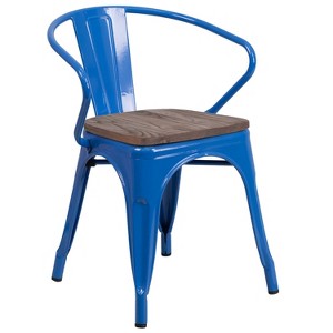Emma and Oliver Metal Chair with Wood Seat and Arms - 1 of 4