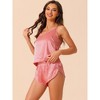 cheibear Women's Sliky Satin Sleeveless Cami Sleepwear with Shorts Lounge Pajamas Set - 2 of 4