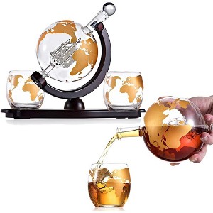 Bezrat Colored Globe Decanter with 2 Globe Glasses - 1 of 4