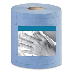 Tork Industrial Paper Wiper, 4-Ply, 11 x 15.75, Unscented, Blue, 375 Wipes/Roll, 2 Rolls/Carton - 1 of 4